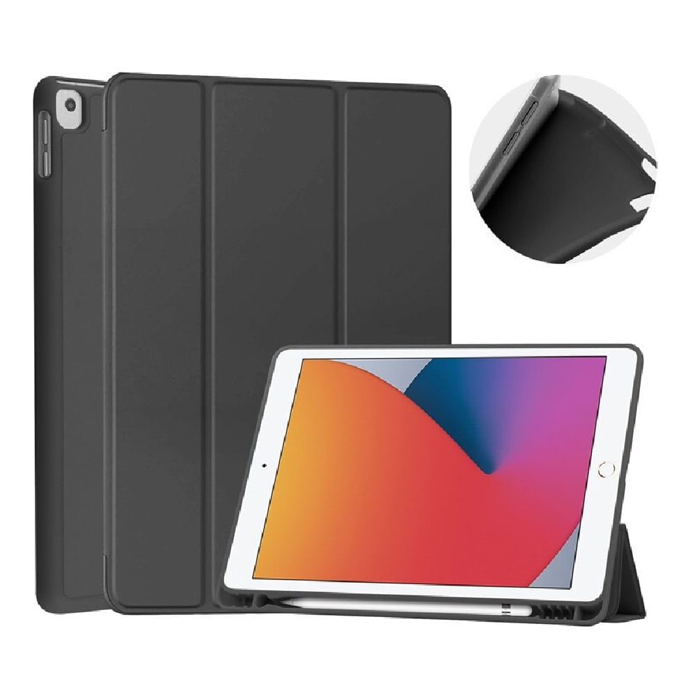 Funda Case para Lenovo M10 2da Gen con Portalápiz Negra Resistente a Caidas y Golpes