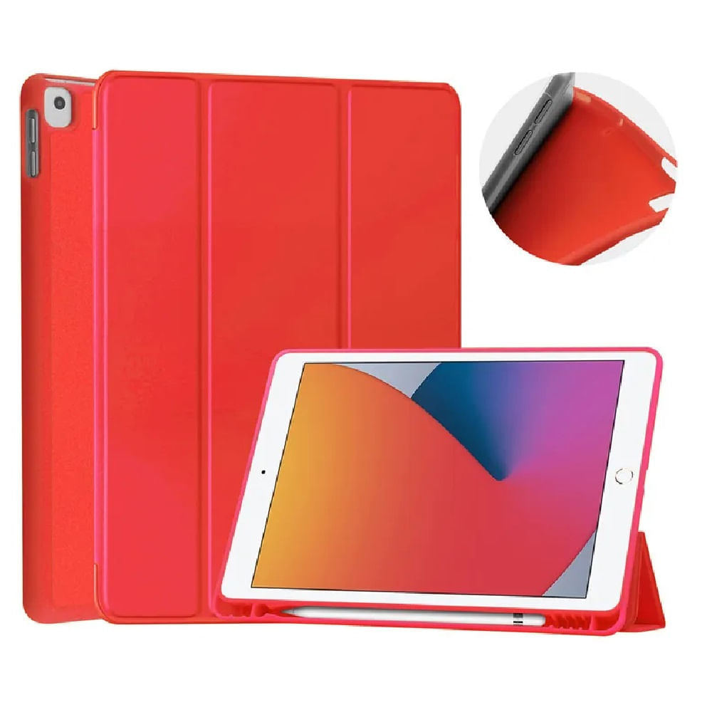 Funda Case para Samsung T550 Imantada + Portalápiz Roja Resistente a Caidas y Golpes