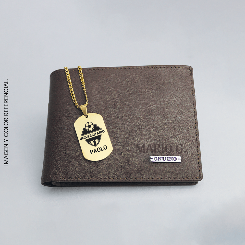 Pack Billetera Venice Brown + Collar Adiel Gold
