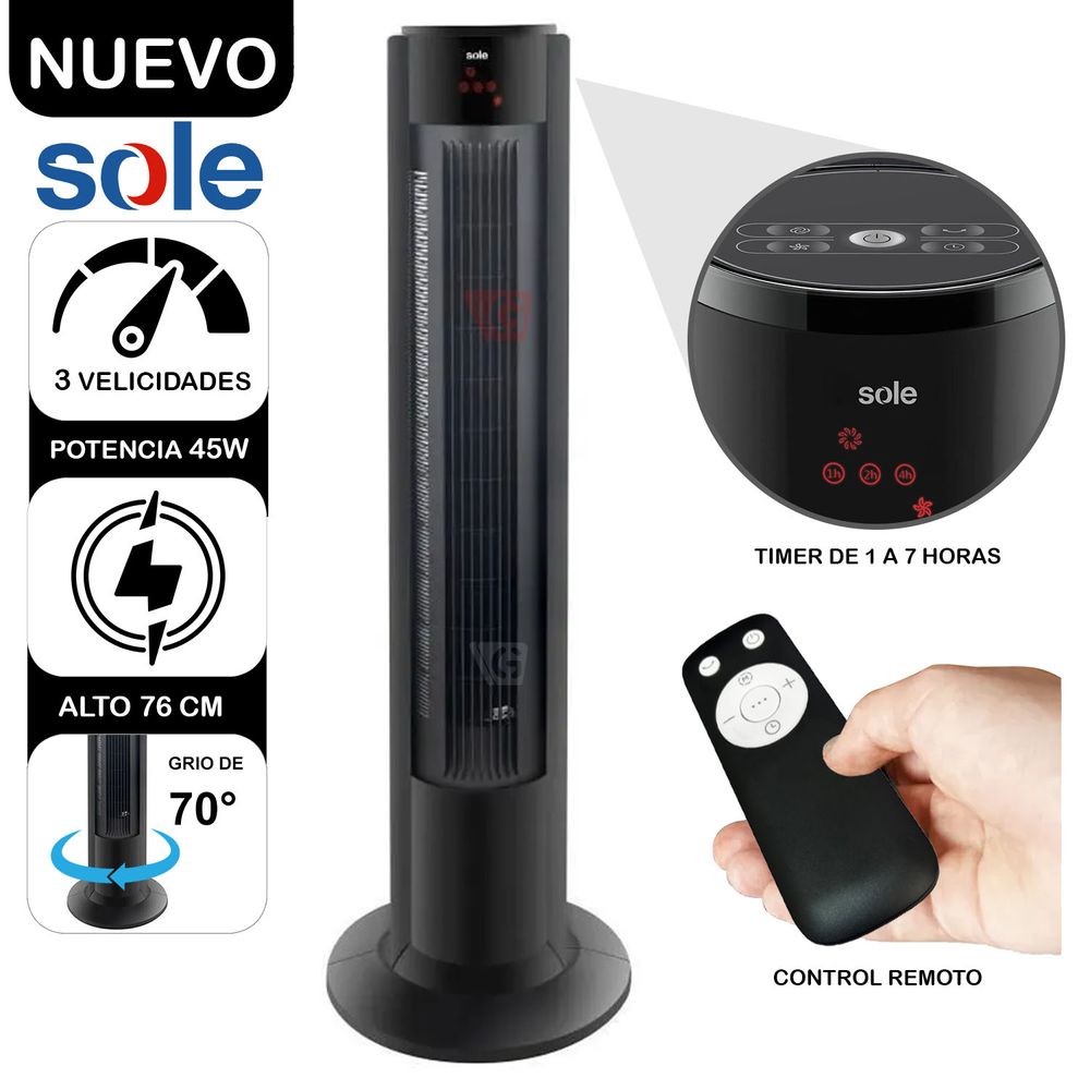 Ventilador de Aire Tipo Torre 106cm SOLAIR018 - Negro