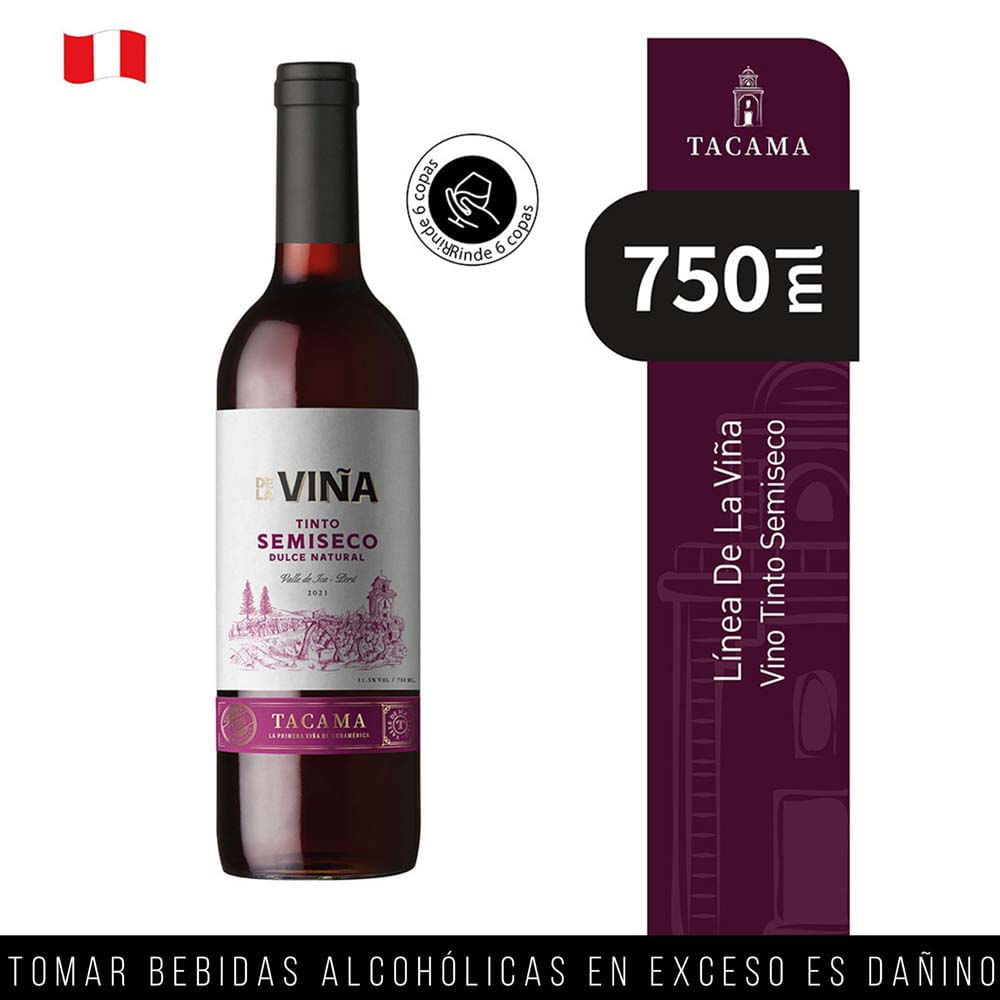 Vino Tinto TACAMA De La Viña Tinto Semiseco Botella 750ml