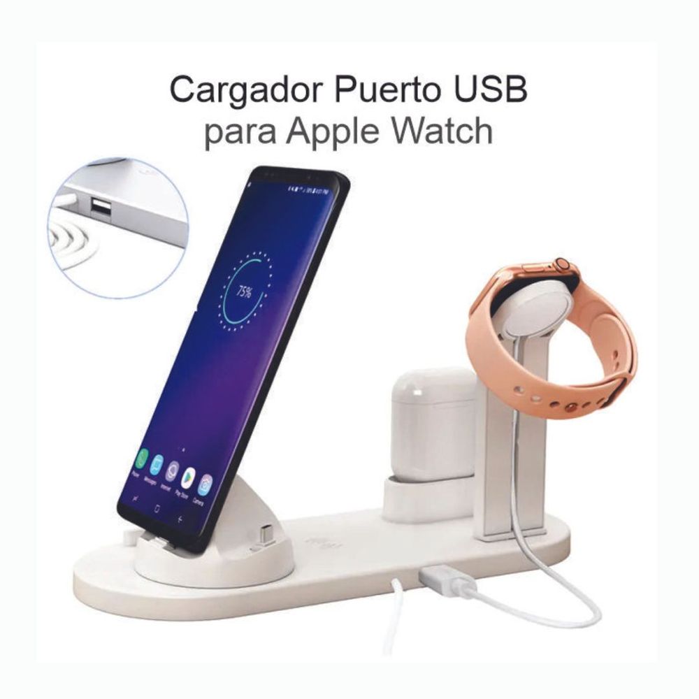 Soporte Cargador Inalámbrico Multifunción 6en1 Blanco