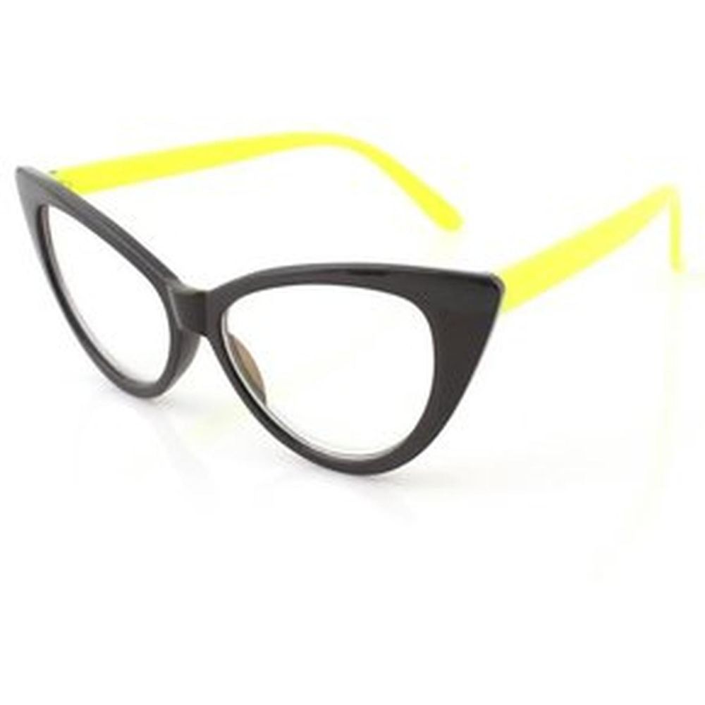Montura De Lentes O Gafas CatEye Negro Con Patas Amarillas