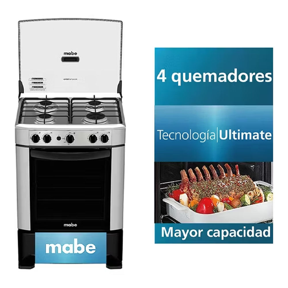 Cocina Mabe CMP6014AG0 60cm a Gas 4 Quemadores Grafito