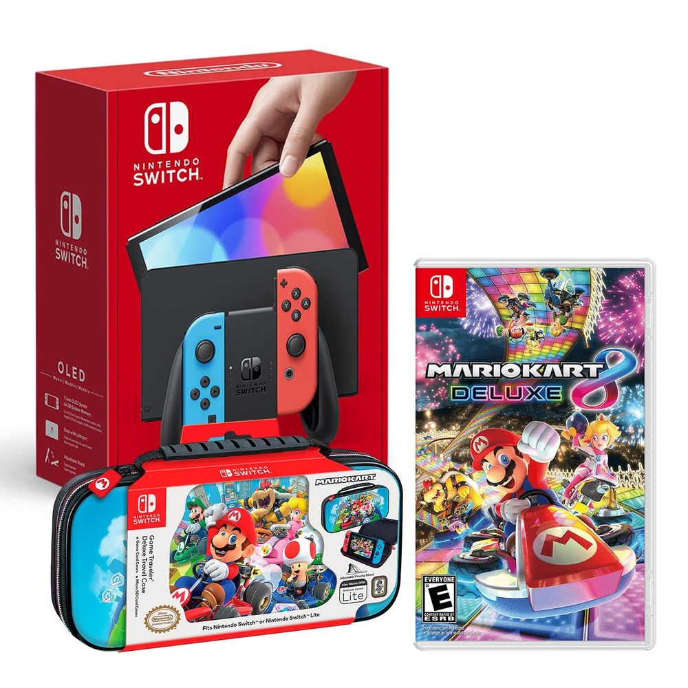 Nintendo Switch Modelo Oled Neon + Mario Kart 8 + Estuche Mario Kart Bag
