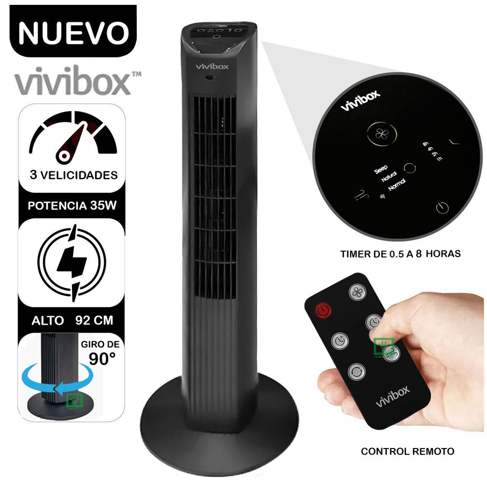 Ventilador de Aire Tipo Torre Vivivox 92cm Q1 Negro