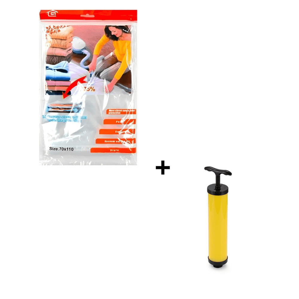 Combo Bolsas al Vacío 70 x 100 x 10 unidades + Succionador de Mano Portátil para Bolsas Compresoras