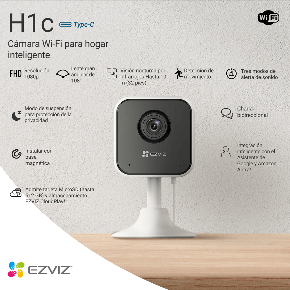 Ezviz Camara Para Interiores H1C Visión Nocturna Audio WiFi SELLER-E