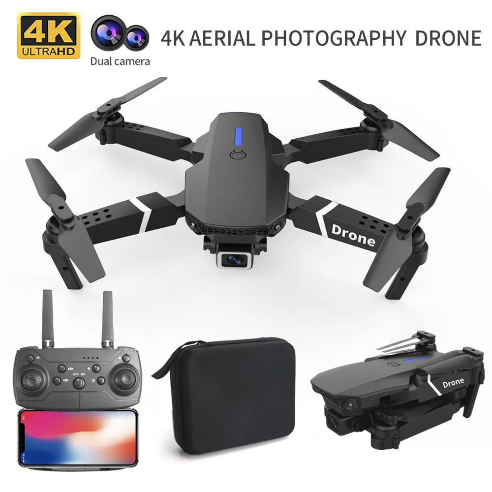 Dron Profesional E88 4K Dual Cámara WiFi HD RC Video Plegable SONGLINSL E88 4K