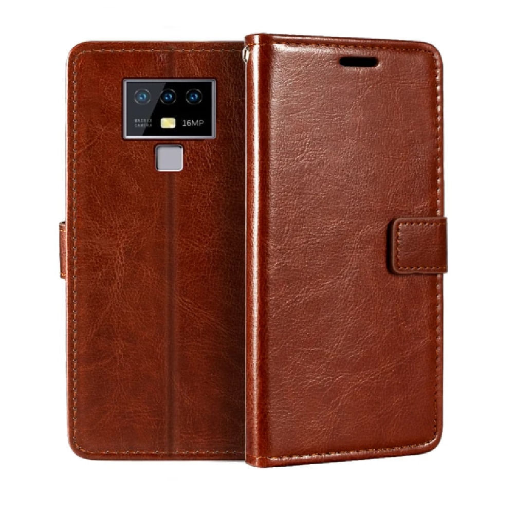 Funda Case para Xiaomi Note 10  Flip Cover Antishock Marrón Resistente ante Caídas y Golpes