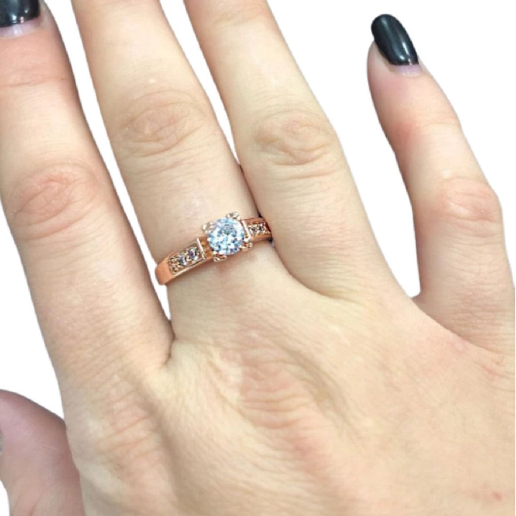 Anillo de Compromiso Aro Alianza Bañado en Oro 18K  Genieka Luxury Talla 7