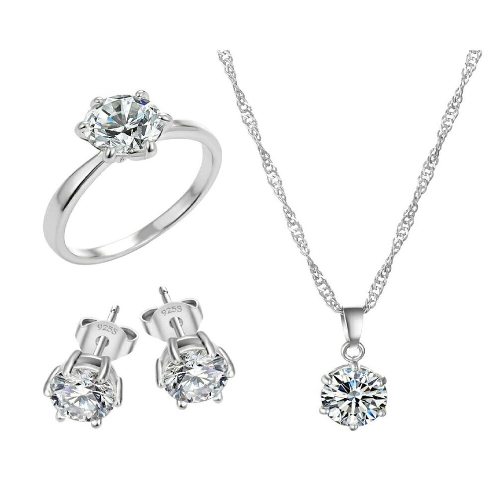 Pack Joyas Collar Aretes y Anillo Regalo San Valentín Genieka Shiny Crystal