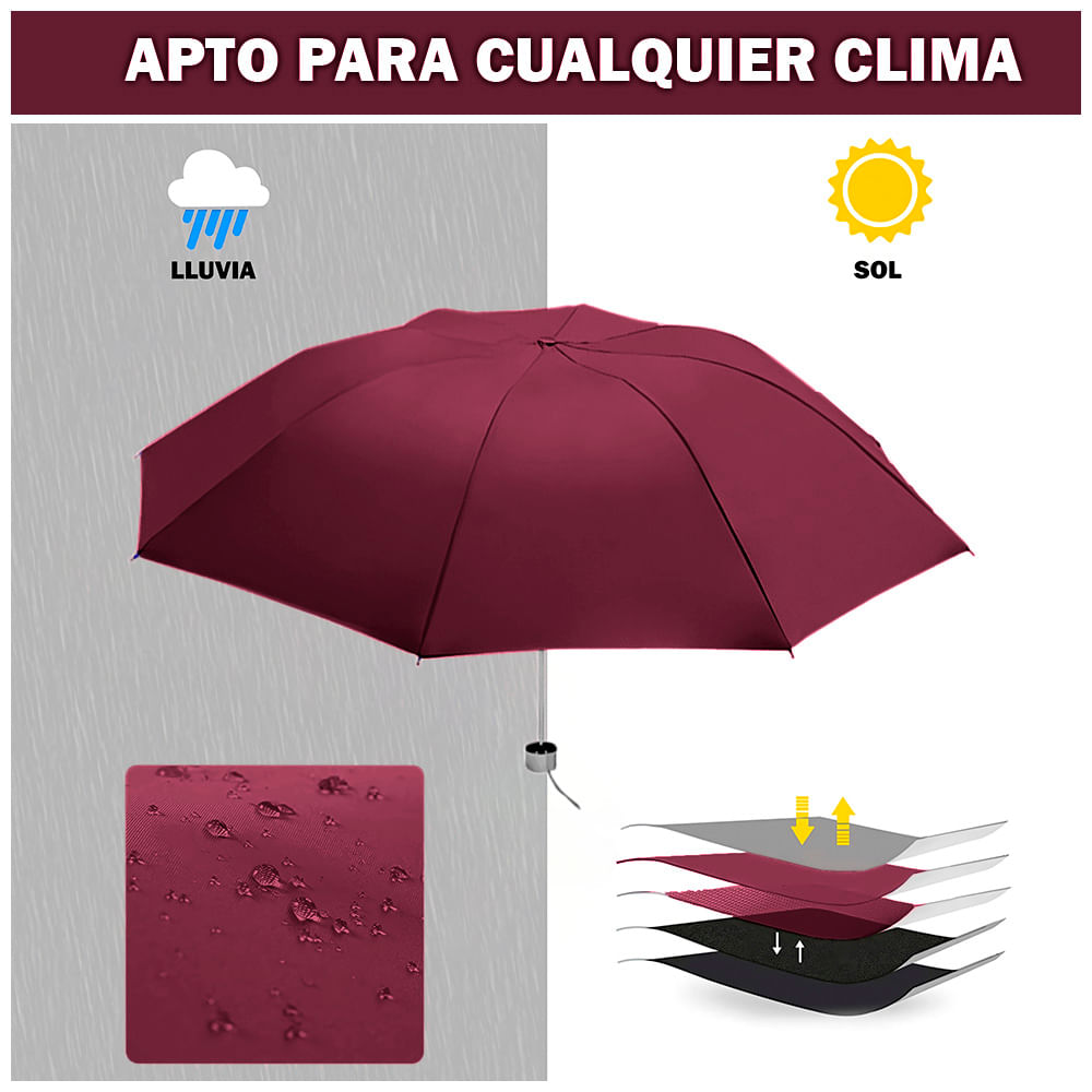 Paraguas Plegable Sombrilla de Mano para Sol Lluvia K02 Rosado - Promart