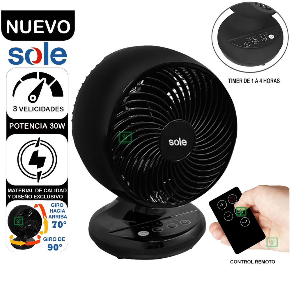 Ventilador Sobre Mesa Turbomax Solair016 Negro