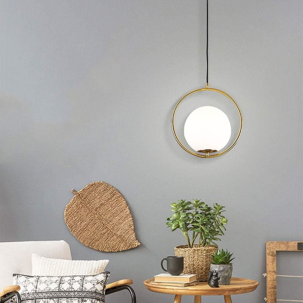 Lámpara colgante bola de cristal blanca circular