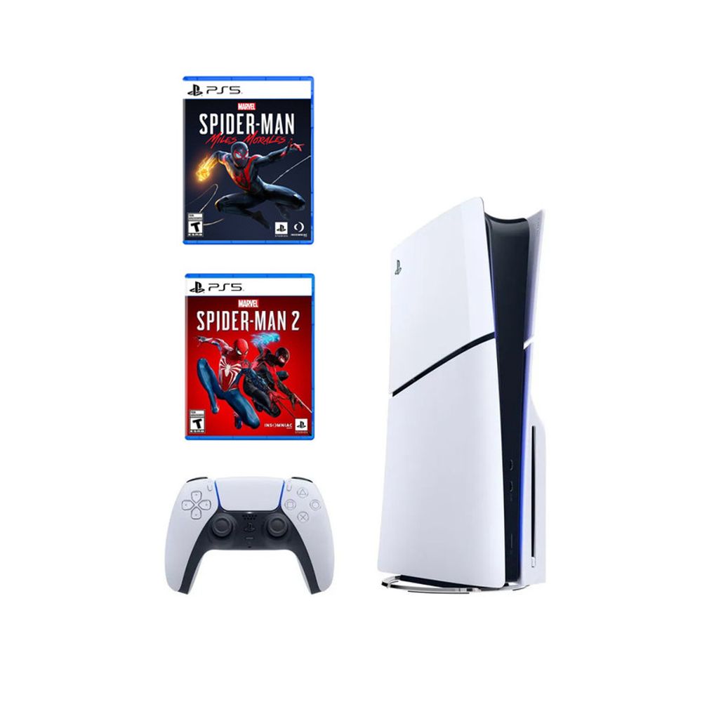 Play Station 5 Slim Lectora de Discos + Spiderman Miles Morales + Spiderman 2