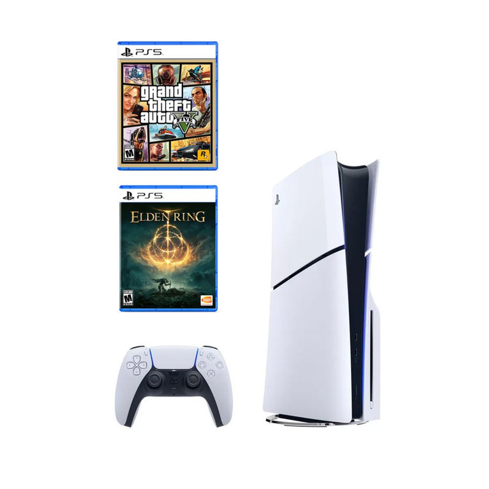 Play Station 5 Slim Lectora de Discos + GTA V + Elden Ring