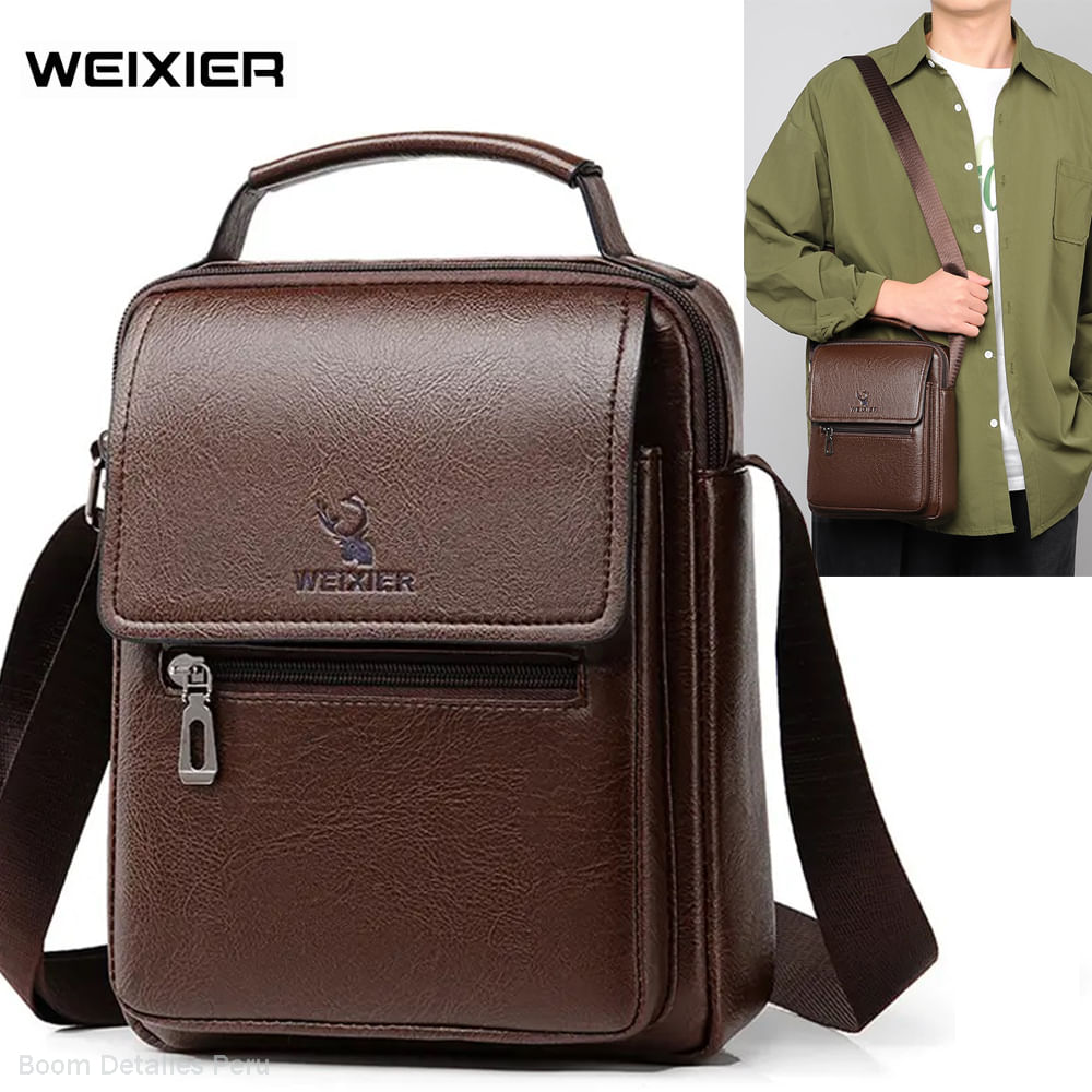 Morral Hombre de Cuero PU Bandolera Impermeable Casual Elegante