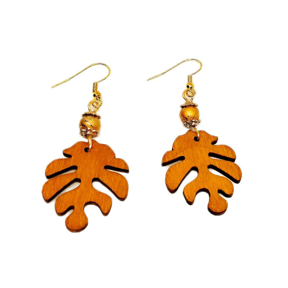 Aretes Hojas de Madera Marialu Creaciones