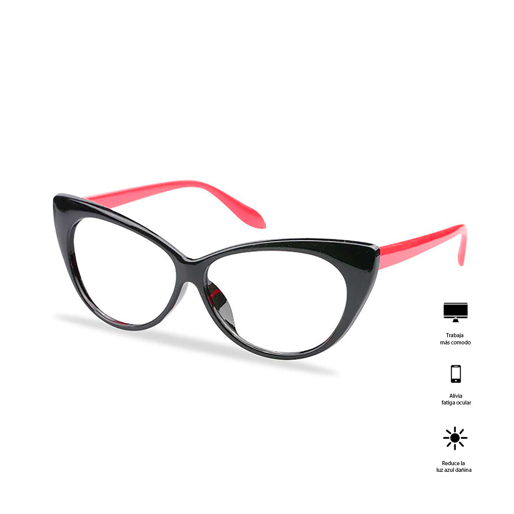 Lentes de Lectura Montura Soolala con Filtro Azul UV400 Cats para Mujer Color Negro y Rojo