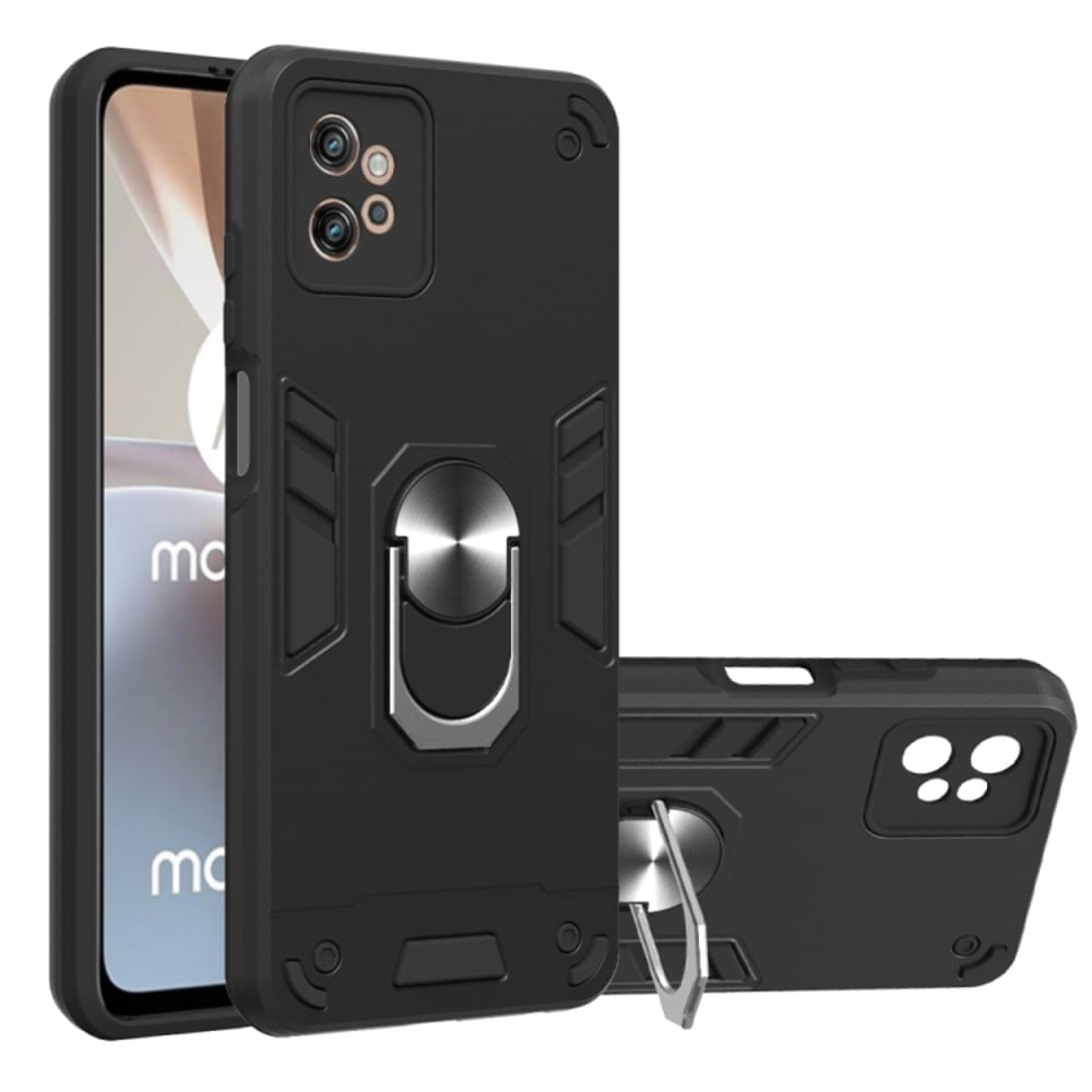 Funda Case para Motorola Moto G32 con Anillo Metálico Antishock Negro Resistente a Caídas y Golpes