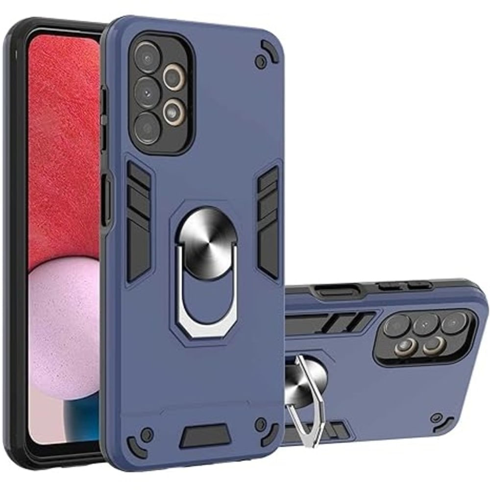 Funda de Samsung A52 4G con Anillo Metálico Antishock Azul Resistente ante Caídas y Golpes