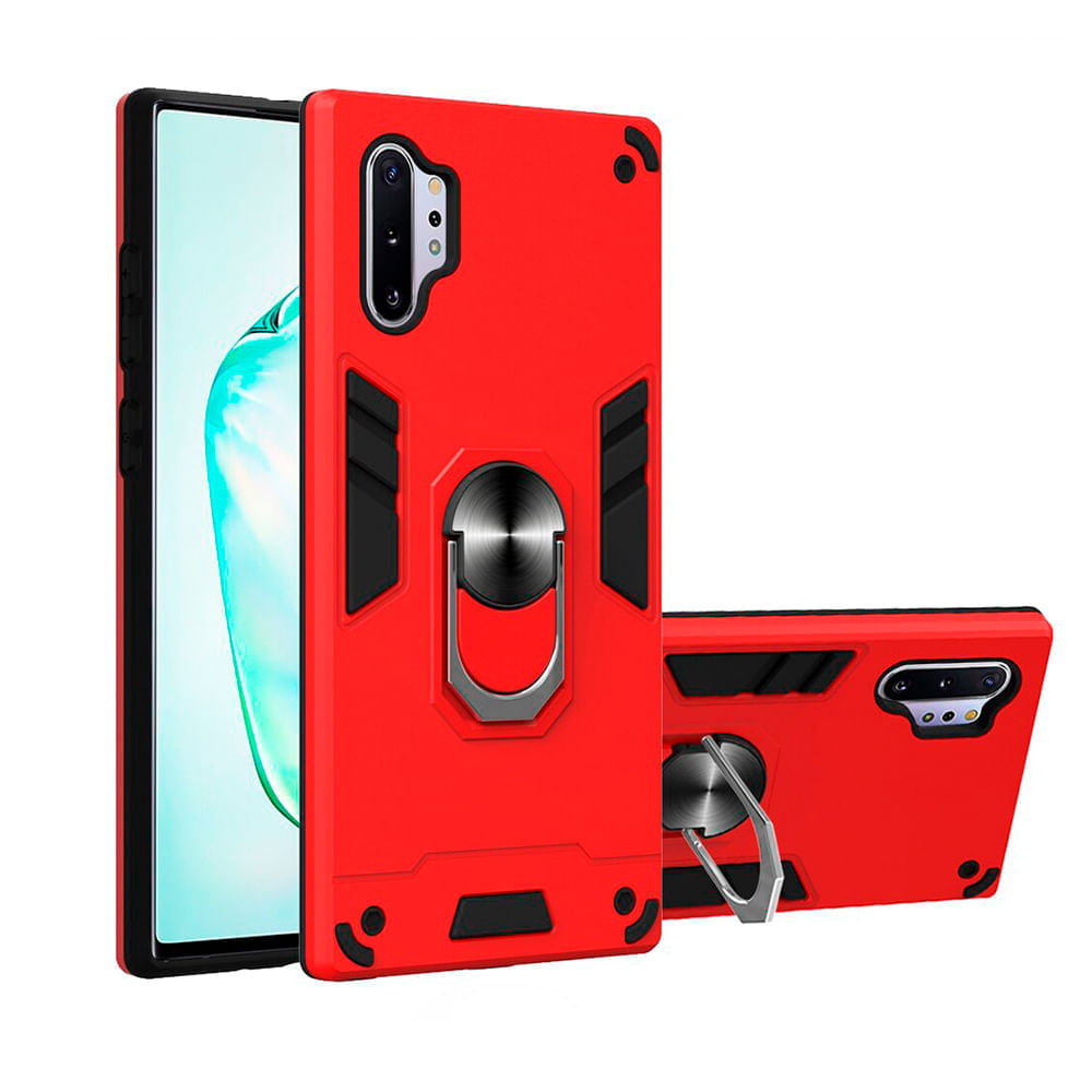 Funda para Motorola Moto G9 Power con Anillo Metálico Antishock Rojo Resistente a Caídas y Golpes