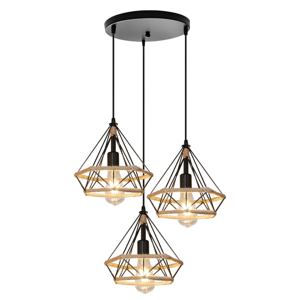 Lámpara colgante triangular modelo rustico incluyen focos