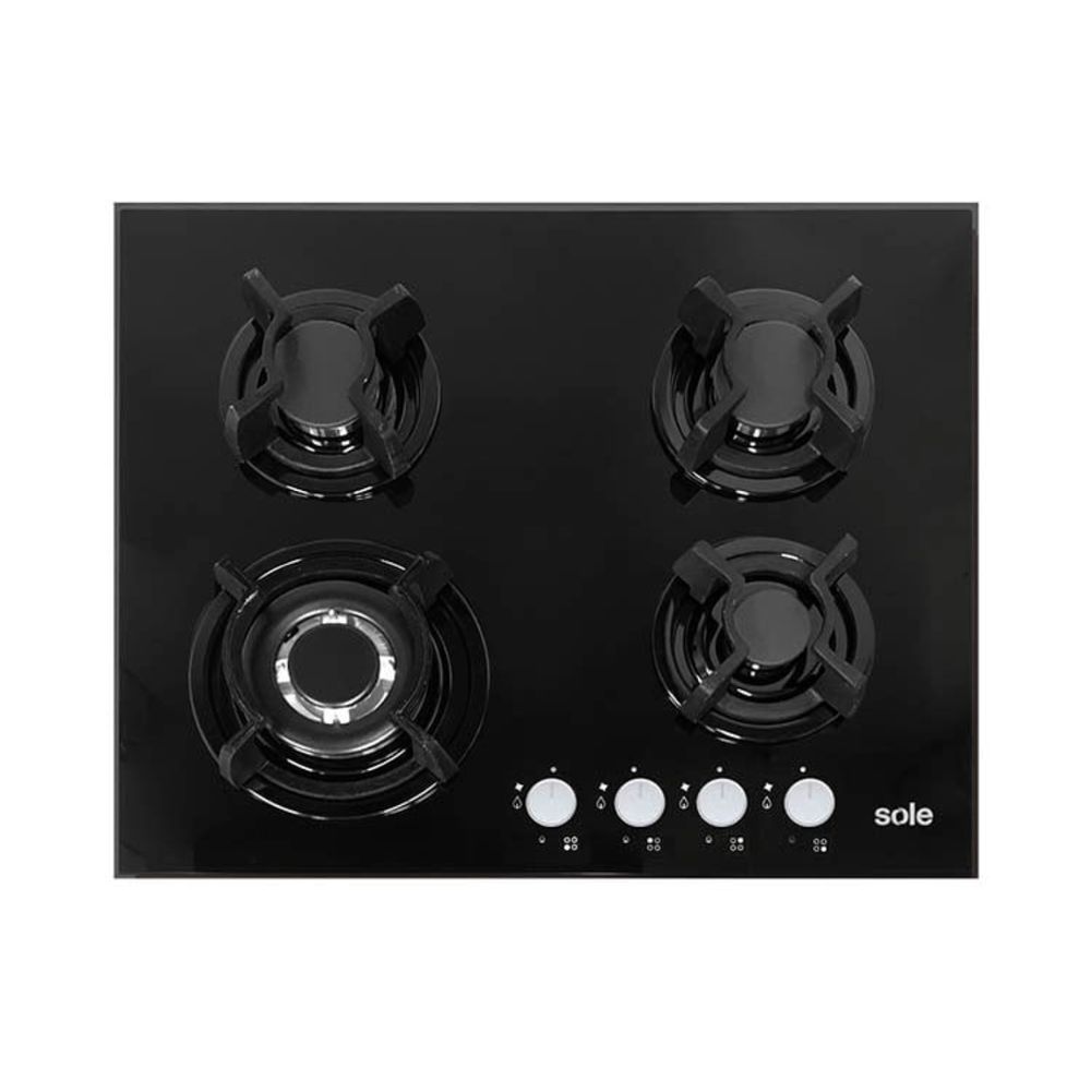 Encimera de Empotrar Sole SOLCO034 4 Quemadores Negro