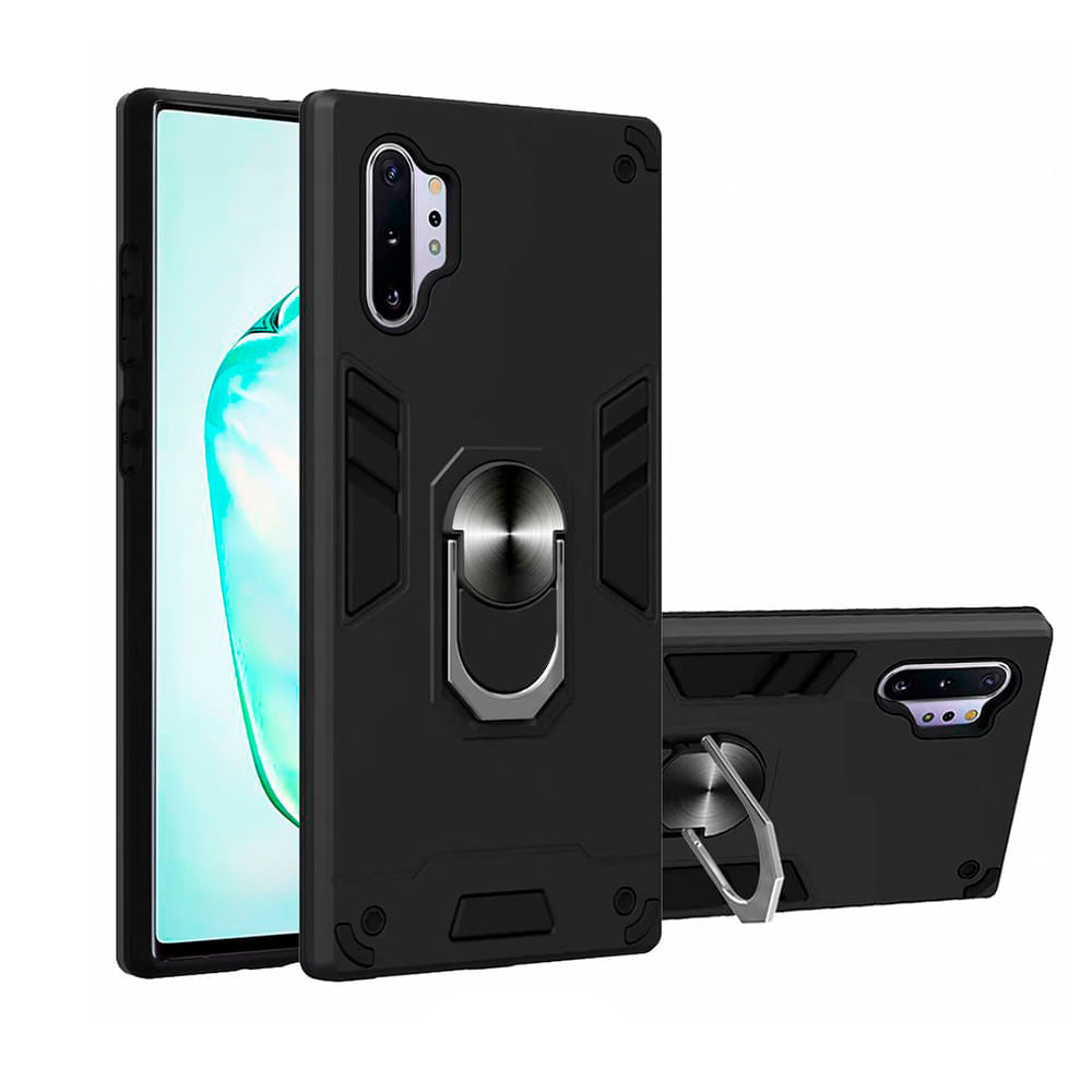 Funda Case para Huawei P30 Lite con Anillo Metálico Antishock Negro Resistente ante Caídas y Golpes