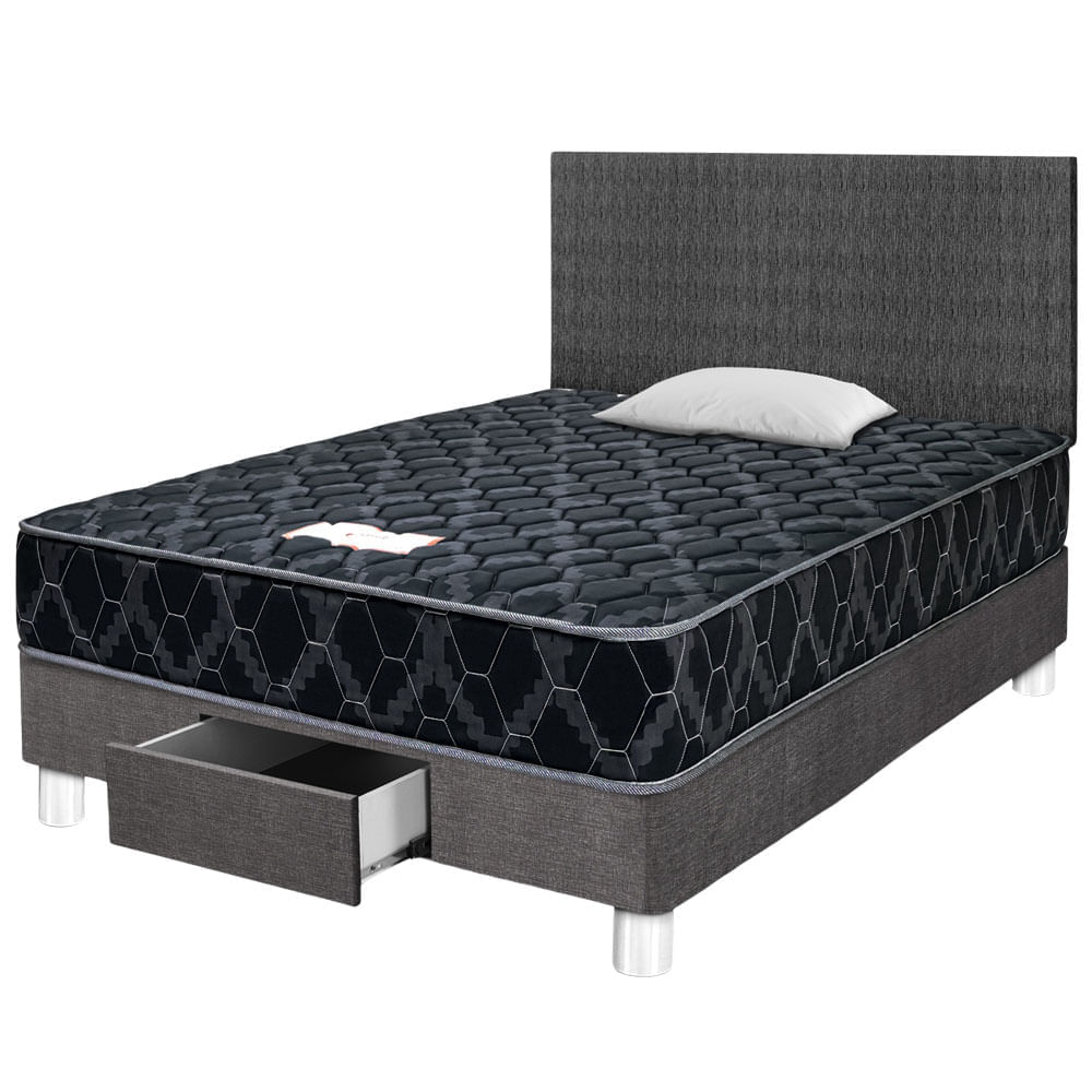 Dormitorio PARAISO Consul Black con Cajones 1.5 Plazas + Almohadas + Protector