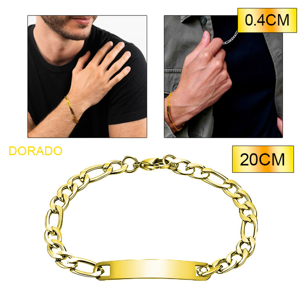 Pulsera para Hombre Esclava Dorado de Acero Brazalete Color Oro