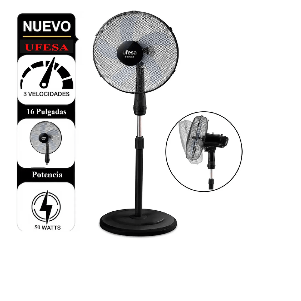 Ventilador de pedestal Ufesa Seattle 16"" 50W