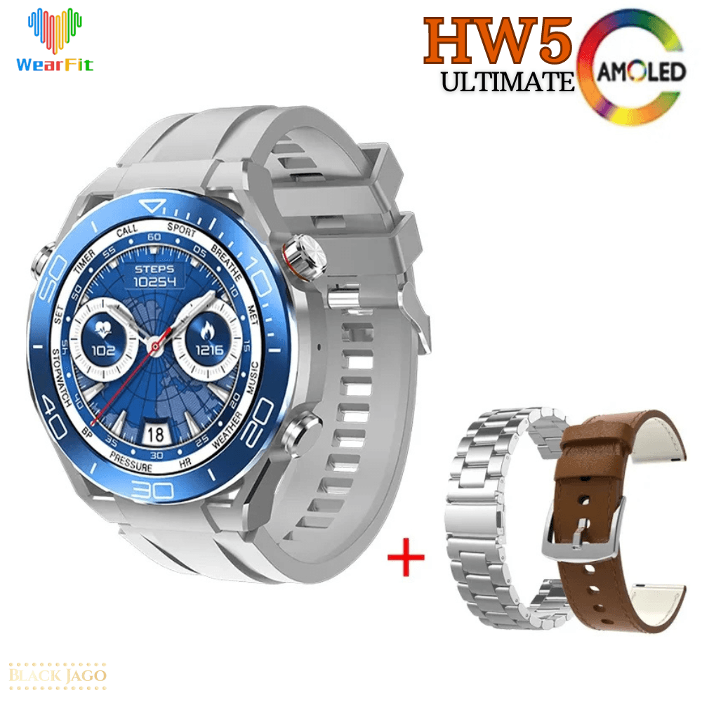 Smartwatch HW5 Ultimate Amoled Triple Correa Alta Gama GPS Plateado