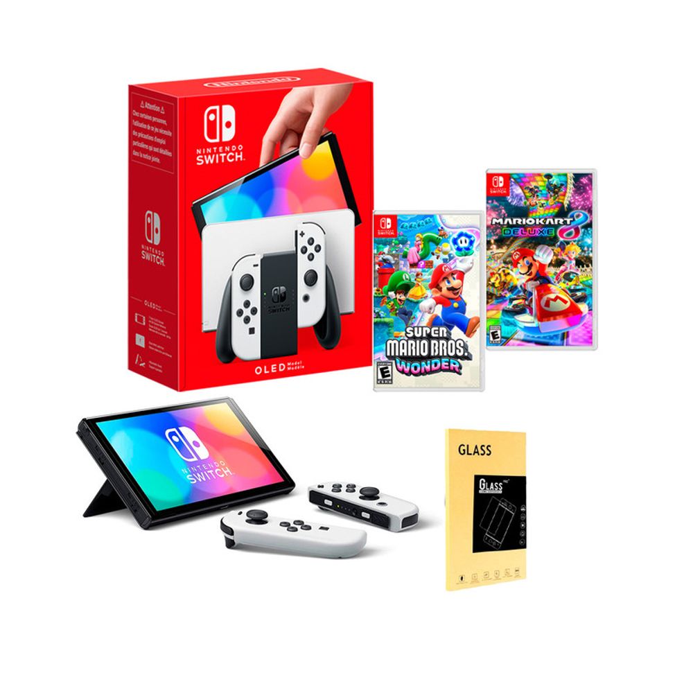 Nintendo Switch Oled Blanca + Mario Wonder + Mario Kart + Mica