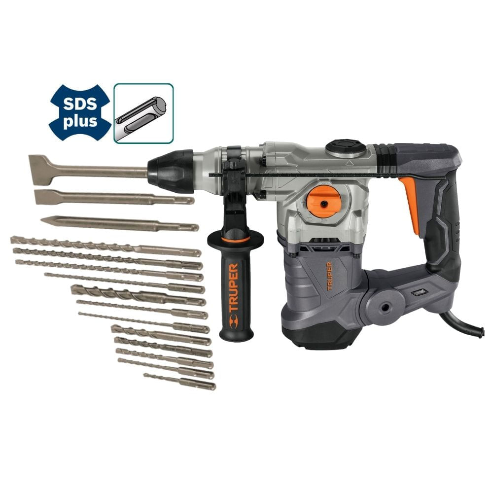 Combo rotomartillo industrial 6 Joules con 15 brocas SDS plus