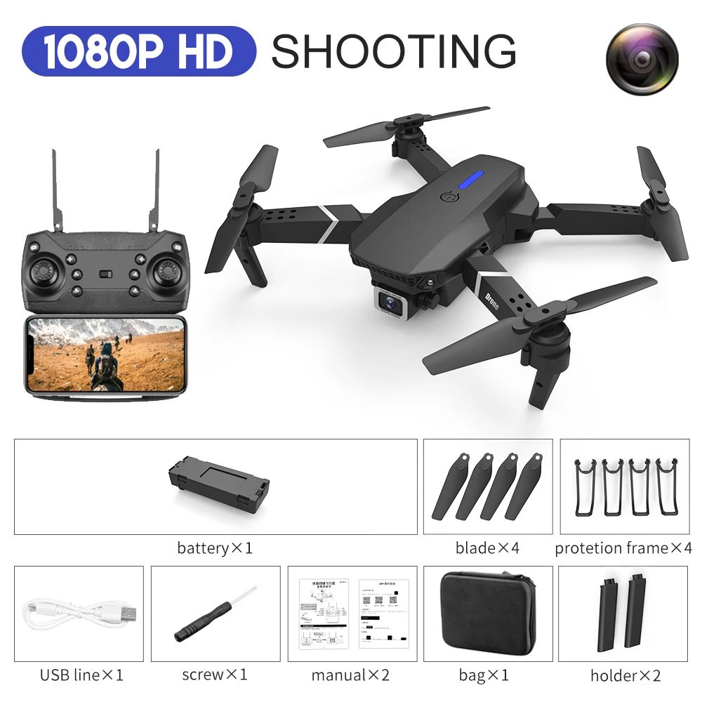 Drone E88 Doble Camara Hd Shooting con Estuche