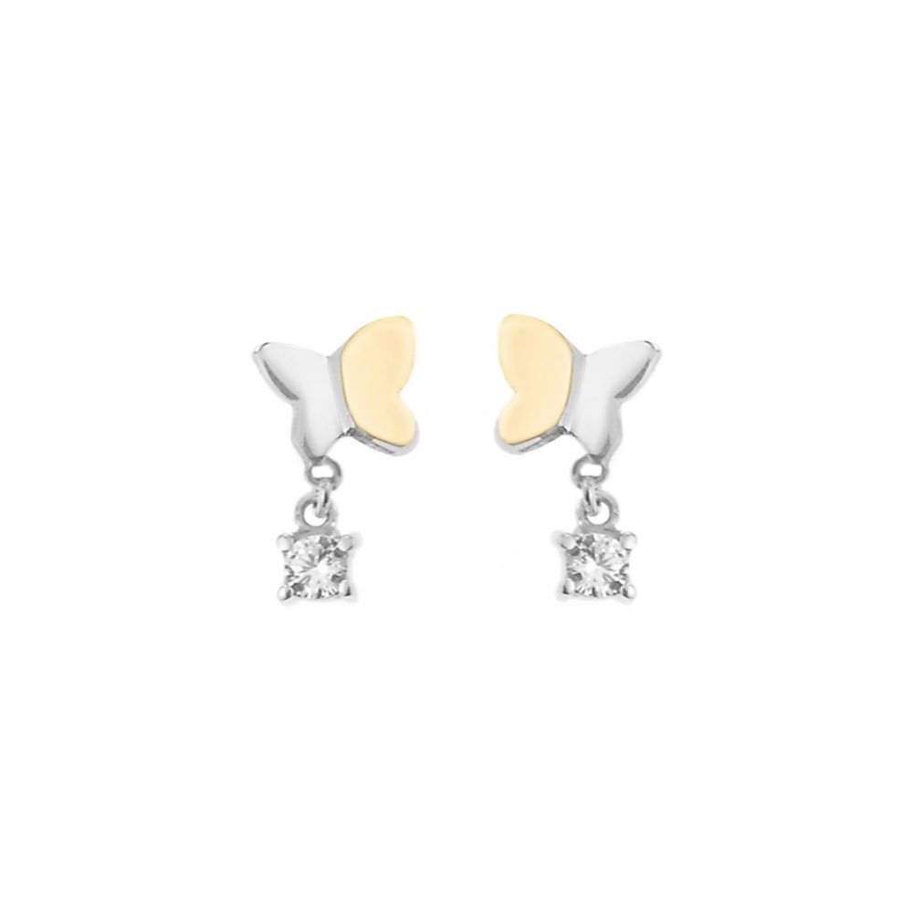 Aretes Mariposa piedra Oro plata