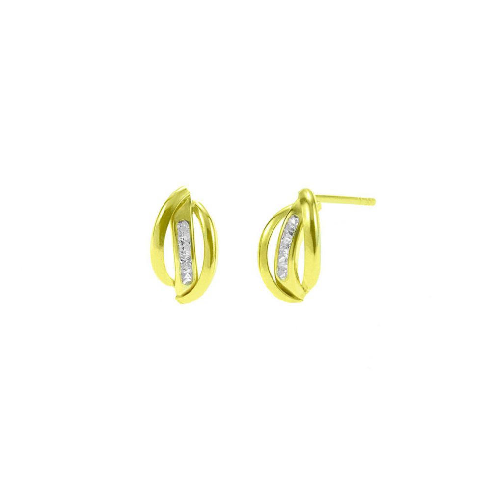 Aretes 3 Cañas Oro 18K