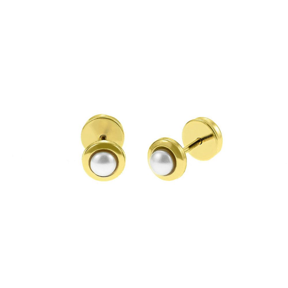 Aretes Perla bicel 3MM Oro 18K Mujer