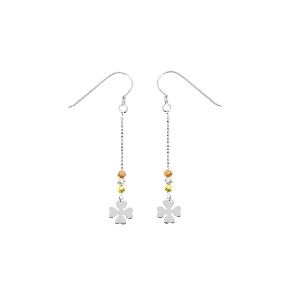 Aretes Trebol Acolgante Plata 925
