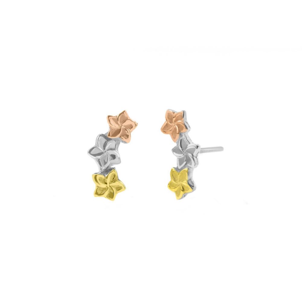 Aretes Petalos 3 Colores plata 925