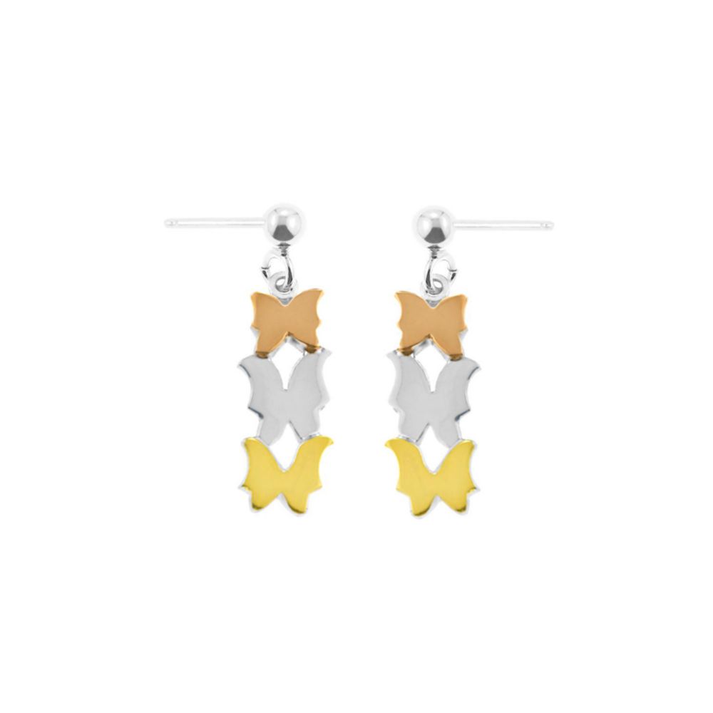 Aretes Mariposa 3 Colores Oro plata