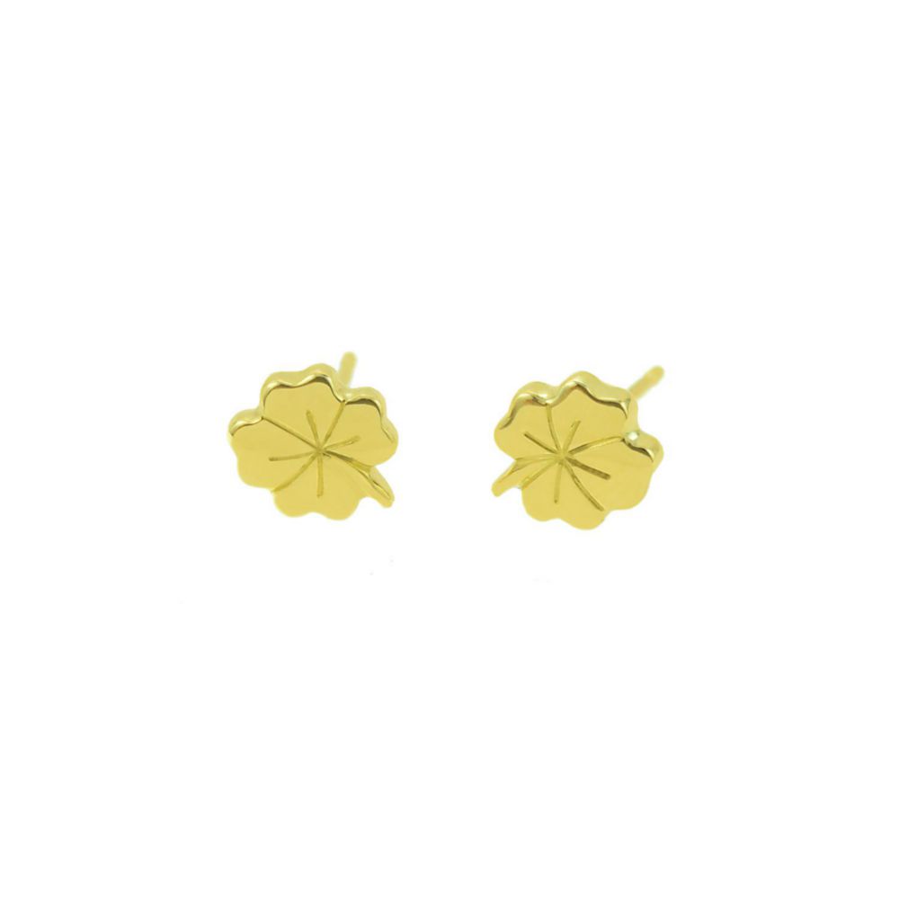 Aretes Trebol Fijo Oro 18K Mujer