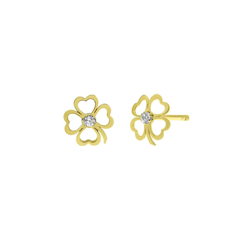 Aretes Trebol Oro 18K