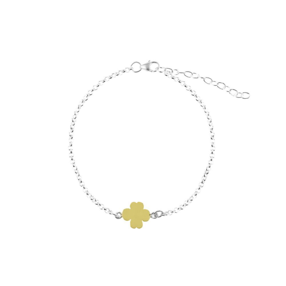 Pulsera Trebol 4 Hojas Oro plata