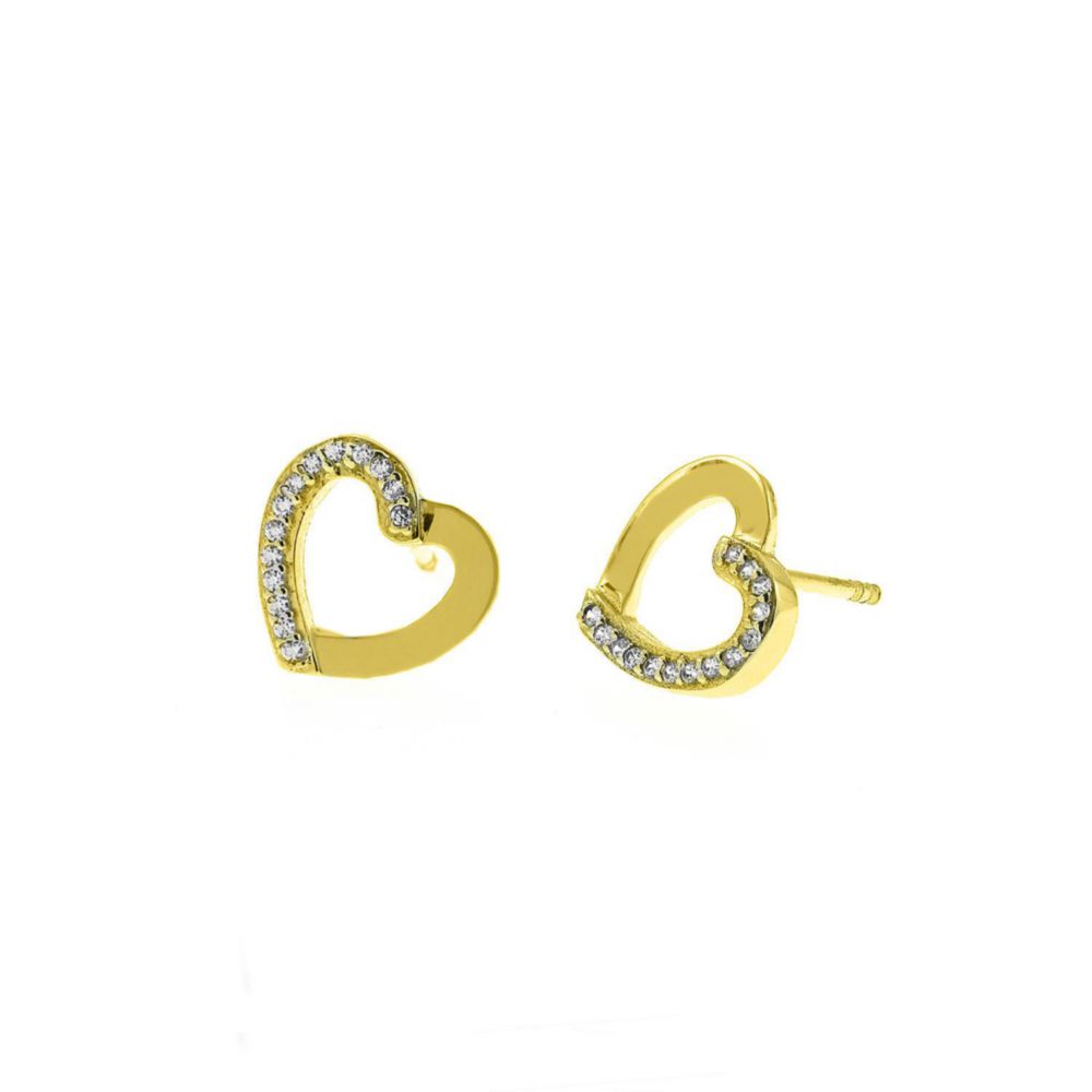 Aretes Corazon CZ Oro 18K