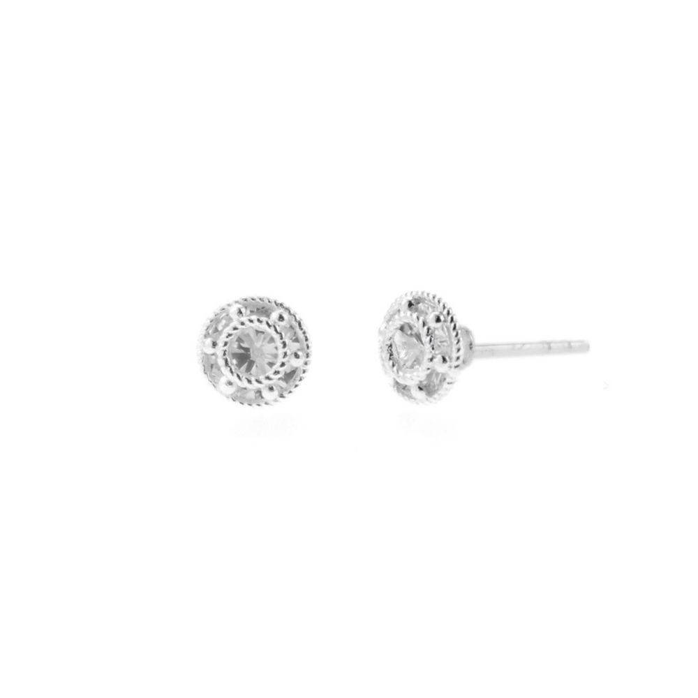 Aretes Redondo Roseta Plata 925