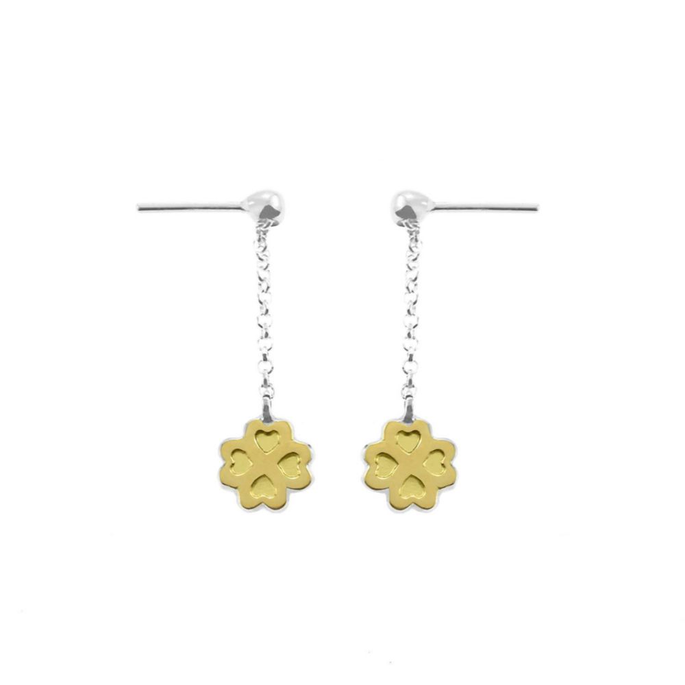 Aretes 4 corazones Oro plata
