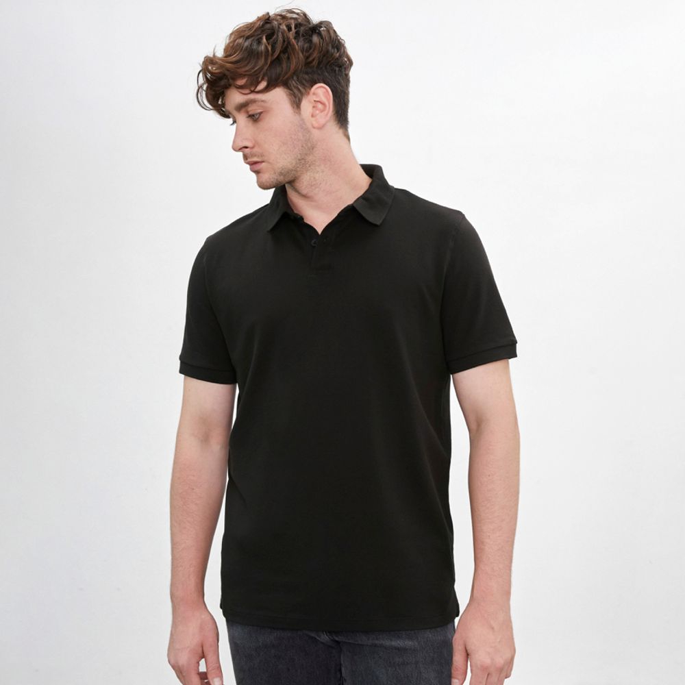 Polo cuello camisero negro on sale